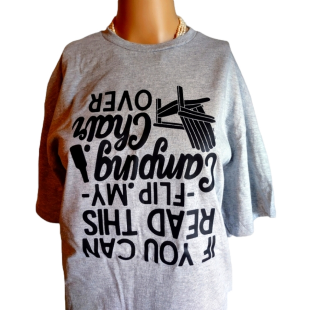 Camping Tshirt Gray Size Large
